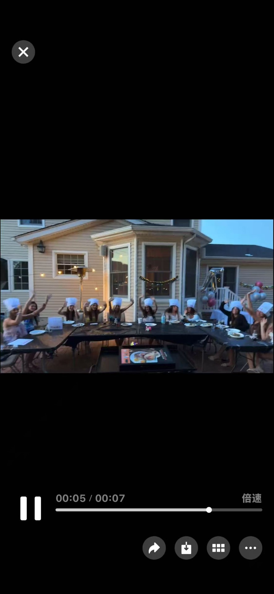 Guests raising hands and cheering in chef hats
